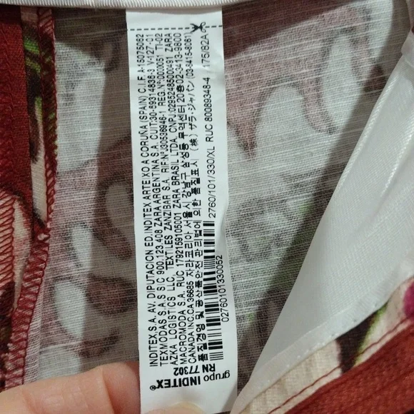 Zara Linen Blend Resort Set Printed Wide Leg Pants XL Tunic Dress M/L Boho - Picture 16 of 17